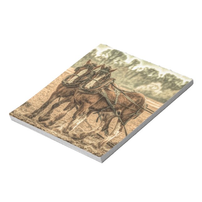 Primitive Western country farm horses Notepad (Rotated)