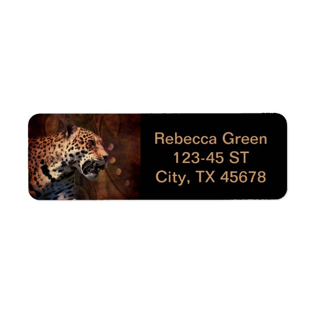 Primitive Western Country Leather Wild Leopard Return Address Label (Front)