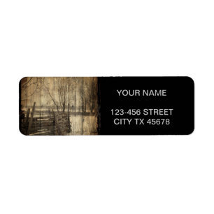 Primitive western country old wood fence farm return address label