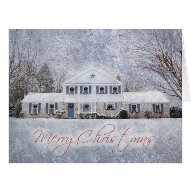 Primitive Winter Snow Country Rustic Open House (Front Horizontal)