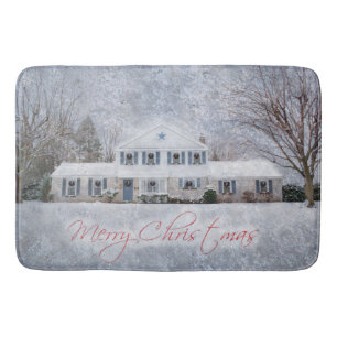 Primitive Winter Snow Country Rustic Open House Bath Mat