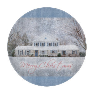 Primitive Winter Snow Country Rustic Open House Cutting Board