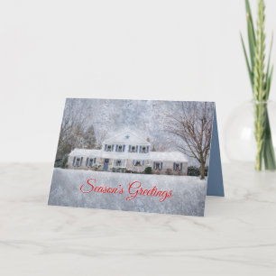 Primitive Winter Snow Country Rustic Open House Holiday Card