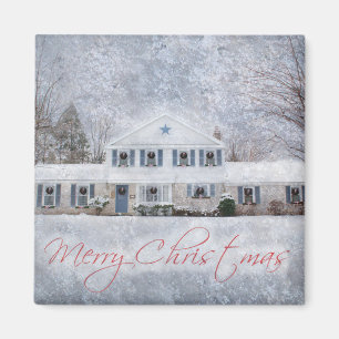 Primitive Winter Snow Country Rustic Open House Magnet