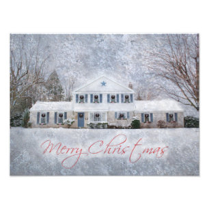 Primitive Winter Snow Country Rustic Open House Photo Print