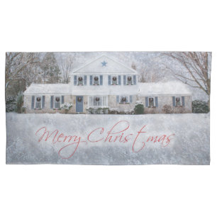 Primitive Winter Snow Country Rustic Open House Pillowcase