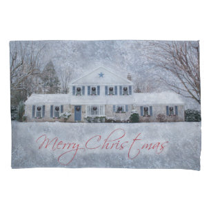 Primitive Winter Snow Country Rustic Open House Pillowcase