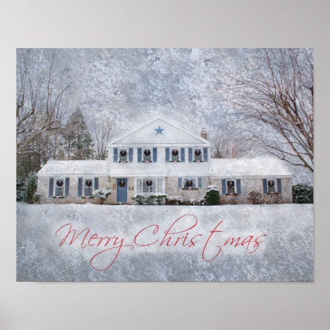 Primitive Winter Snow Country Rustic Open House Poster (Front)
