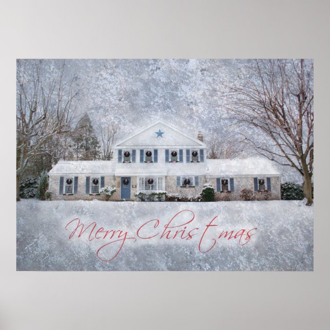 Primitive Winter Snow Country Rustic Open House Poster (Front)