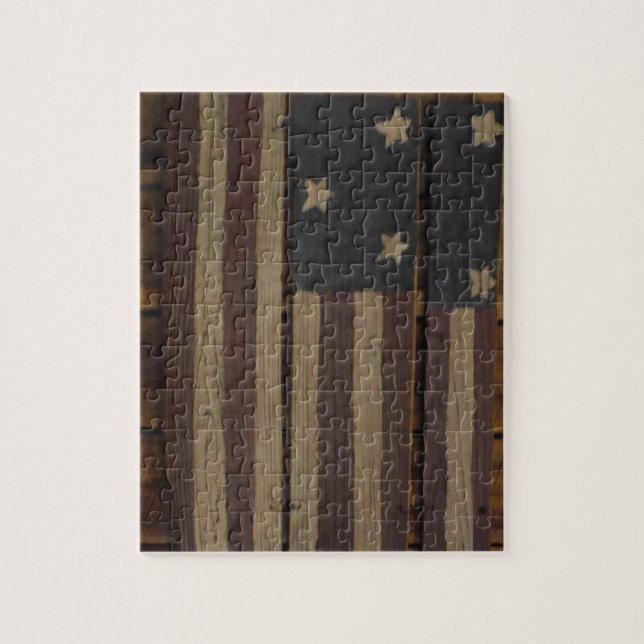 Primitive wood American flag Jigsaw Puzzle (Vertical)