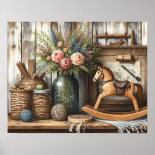 Primitive Wood Country Shelf 2 Poster