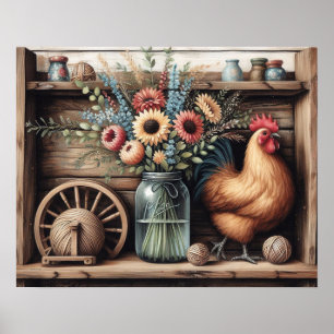 Primitive Wood Country Shelf 4 Poster