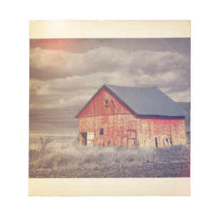 Primitive Wood Western Country farm Red Barn Notepad