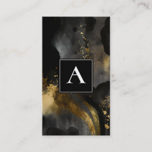 Primordial Sweep Black Gold Abstract Design Business Card