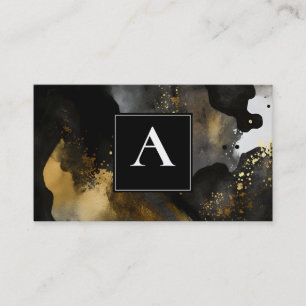 Primordial Sweep Black Gold Abstract Design Business Card