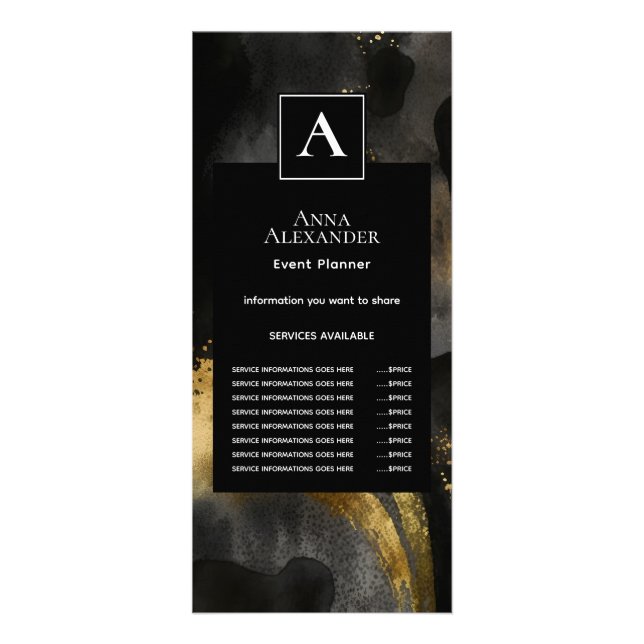 Primordial Sweep | Black Gold Abstract Design Rack Card (Front)
