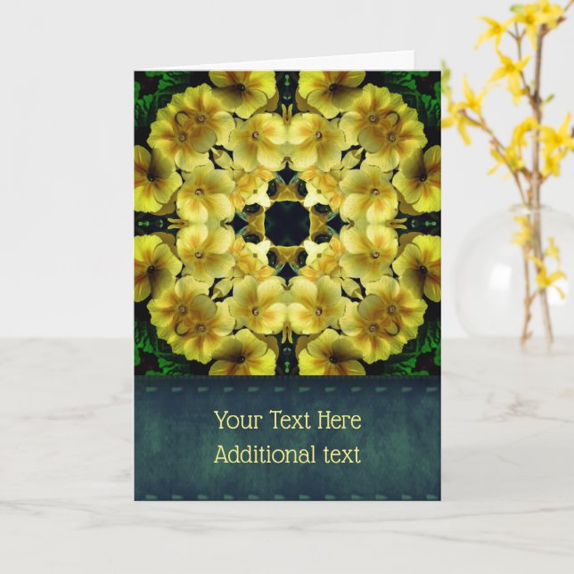 Primrose Abstract Flower Art Customisable Card (Yellow Flower)