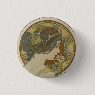 Primrose by Alphonse Mucha (1899) 3 Cm Round Badge