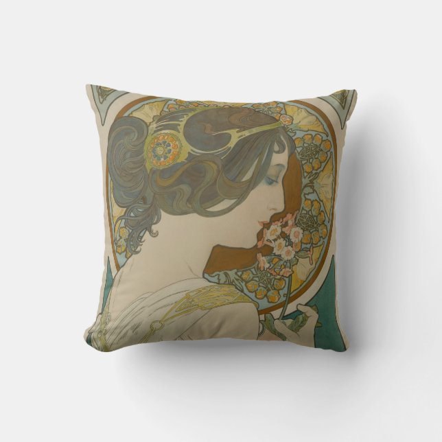 Primrose by Alphonse Mucha (1899) Cushion (Front)