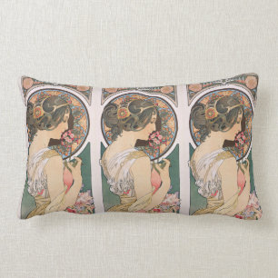 Primrose by Alphonse Mucha - Vintage Art Nouveau Lumbar Cushion