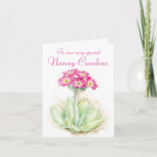 Primrose floral pink nanny birthday card