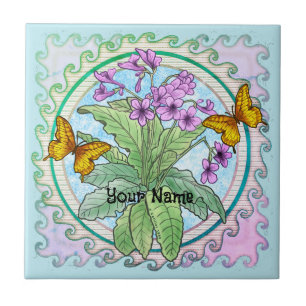 Primrose flowers ceramic tile