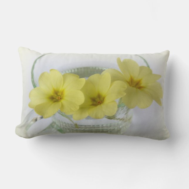 primrose in a coffee cup lumbar cushion (Front)