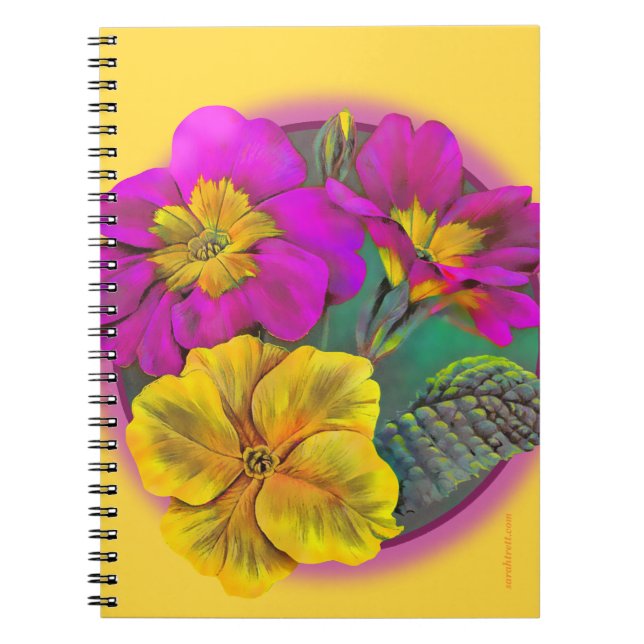 Primrose pink yellow fine art notebook (Front)