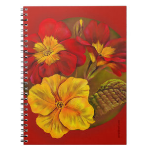 Primrose red yellow fine art notebook