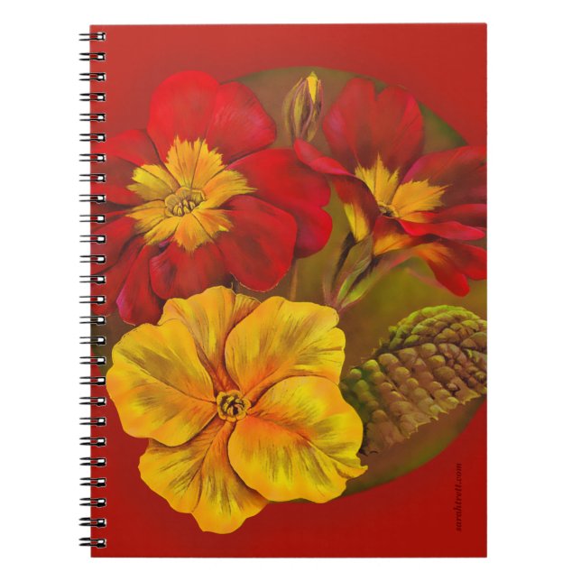 Primrose red yellow fine art notebook (Front)