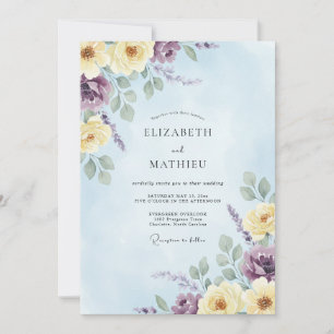 Primrose Yellow Watercolor Wedding Invitation