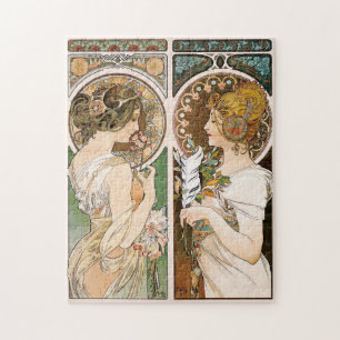 Primroses and Feather, Mucha Jigsaw Puzzle