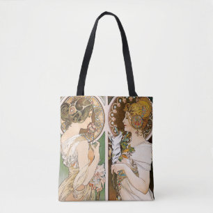 Primroses and Feather, Mucha Tote Bag