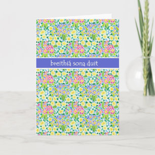Primroses Birthday Card, Irish Gaelic Greeting Card