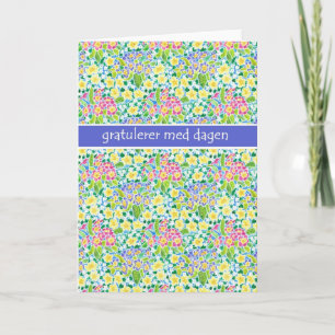 Primroses Birthday Card, Norwegian Greeting Card