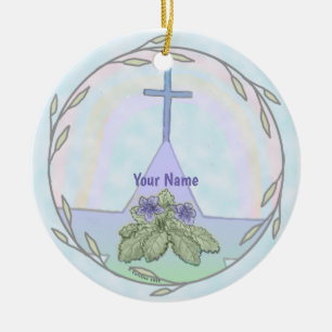 Primroses Christian Cross ornament