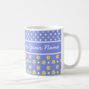 Primroses Coffee Mug: Personalise: Blue Polka Dots Mug
