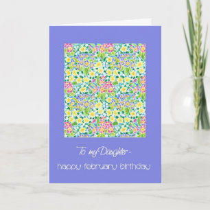 Primroses February Birthday Card for a Daughter