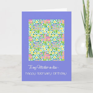 Primroses February Birthday Card, Mother-in-law Card