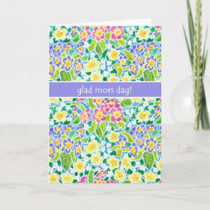 Primroses Mother's Day Card, Swedish Greeting Card