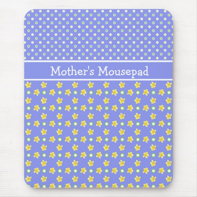 Primroses Mousepad to Personalise Polka Dots, Blue (Front)