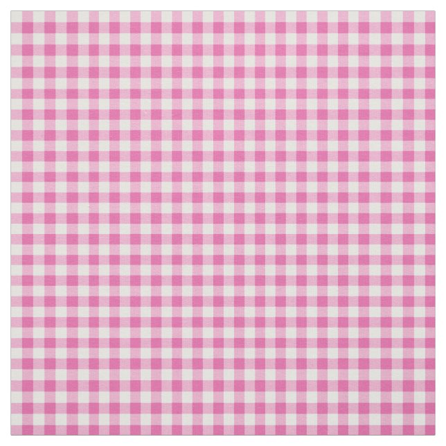 Primroses Pink and White Check Gingham Pattern Fabric (Swatch)
