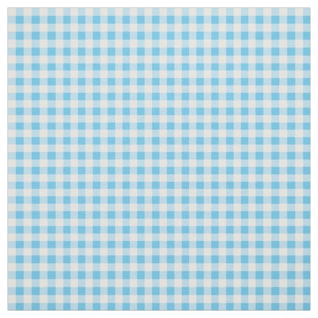 Primroses Sky Blue and White Check Gingham Pattern Fabric (Swatch)