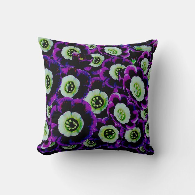 Primula Auricula Night Purple Decor-Soft Pillows (Front)