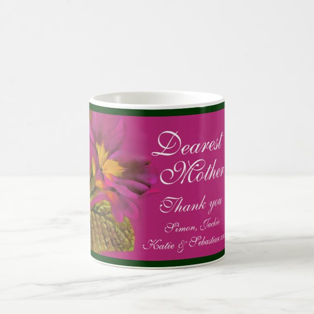 Primula floral art dark pink Mother mug (Center)