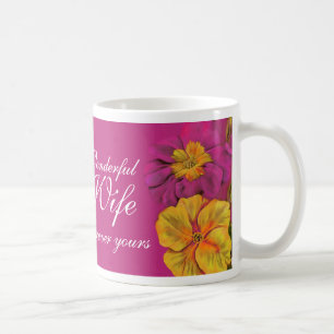 Primula floral art Wonderful Wife mauve mug