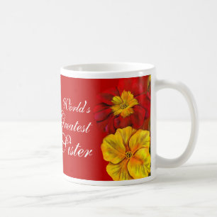 Primula floral art World's Greatest Sister red mug