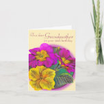 Primula Grandmother 90th yellow birthday card<br><div class="desc">Personalizes this fine art card for an extra special touch to follow your requirements. This pretty card reads: "To a dear Grandmother on your 90th birthday". Birthday card impressions from an original watercolor painting by Sarah Trett.</div>