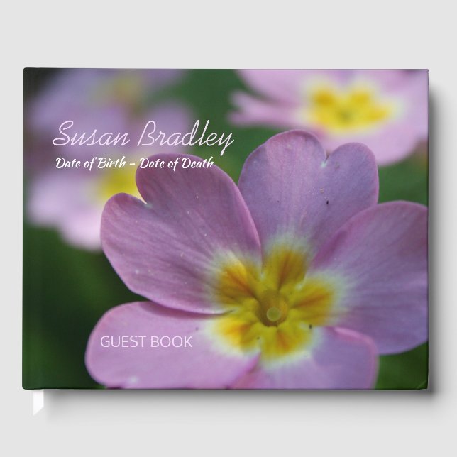 Primula Spring Flowers 1 personalised Memorial GB Guest Book (Front)