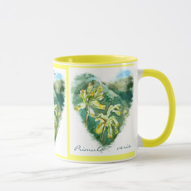 Primula veris Green Heart Cowslip Mug (Right)
